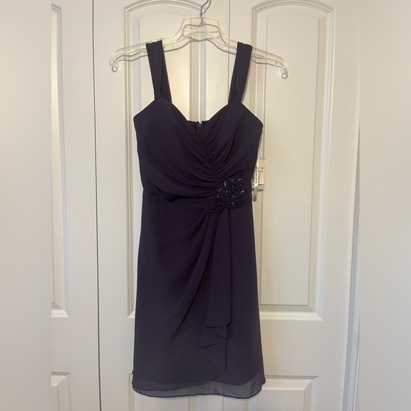 NWT David’s Bridal Purple Eggplant Chiffon Formal Dress Homecoming Bridesmaid 4 - Picture 2 of 9